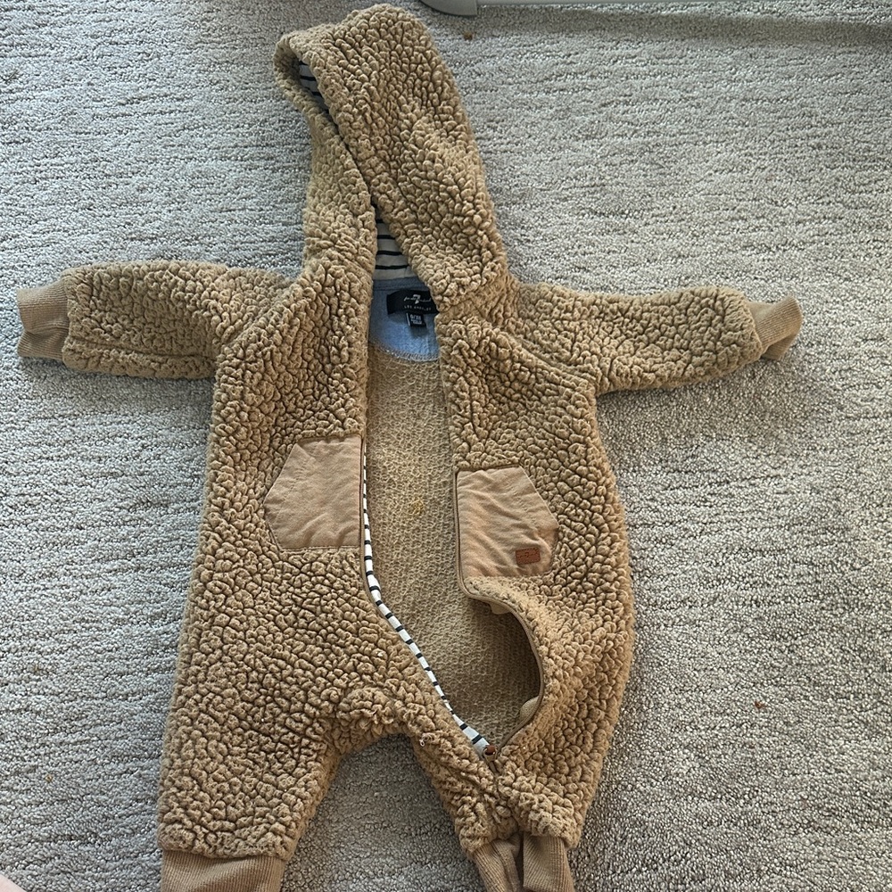7 For All Mankind Tan Sherpa Kids Footie